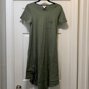 Lularoe Carly t shirt dress - Heathered olive green - size XXS